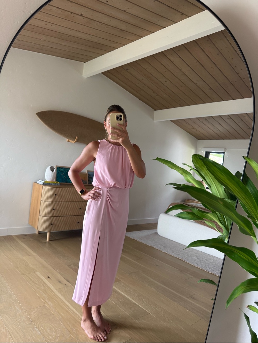 Zara Pink Midi Dress with Side Slit